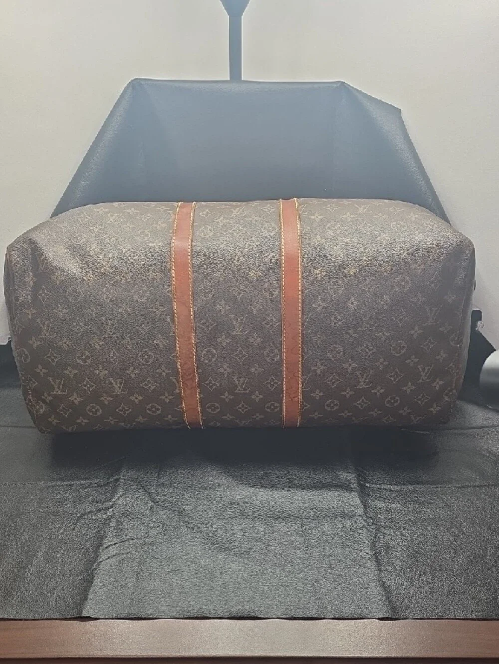 Vintage Louis Vuitton Keepall 60 Brown Monogram Duffel Bag with Leather Trim